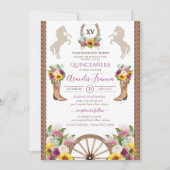 Cartes d'invitation Quinceanera Charro Floral Rust (Devant)