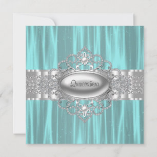 Cartes d'invitation Quinceanera Diamants Perles Bl