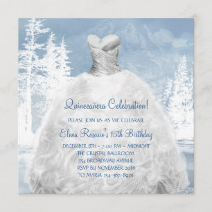 Cartes d'invitation Quinceanera Flocons de neige b