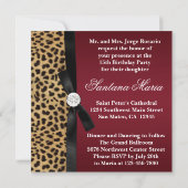 Cartes d'invitation Quinceanera Léopard Rouge Rubi (Dos)