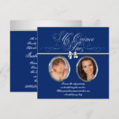 Cartes d'invitation Quinceañera Photo Royale Bleue (Devant / Derrière)