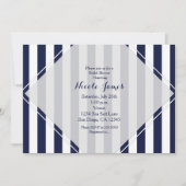 Cartes d'invitation rayées modernes bleues et blan (Devant)