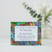 Cartes d'invitation rectangulaires Papillons multi (Debout devant)
