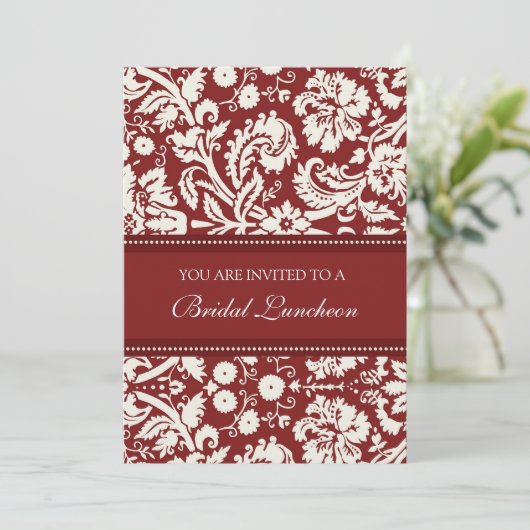 Cartes d'invitation Red Damask Bridal (Debout devant)