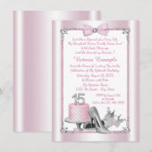 Cartes d'invitation Rose Argent pour les 15 ans de (Devant / Derrière)