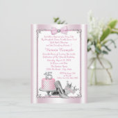 Cartes d'invitation Rose Argent pour les 15 ans de (Debout devant)