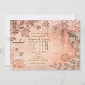 Cartes d'invitation Rose Gold Automne Feuilles Pai (Devant)