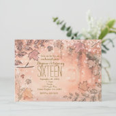 Cartes d'invitation Rose Gold Automne Feuilles Pai (Debout devant)