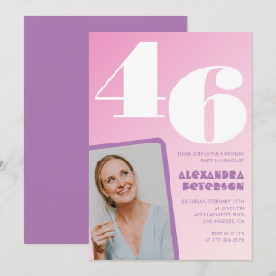 Cartes d'invitation rose groovy 46ème anniversaire