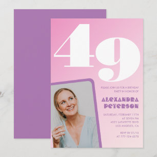 Cartes d'invitation rose Groovy 49e anniversaire P