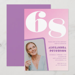 Cartes d'invitation rose groovy 68e anniversaire P