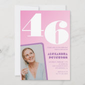 Cartes d'invitation rose groovy pour 46ème anniver (Devant)