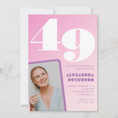 Cartes d'invitation rose groovy pour 49e anniversa (Devant)