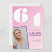 Cartes d'invitation rose groovy pour 64e anniversa (Devant)