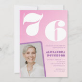 Cartes d'invitation rose Groovy pour 76e anniversa (Devant)