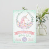 Cartes d'invitation rose menthe pour une fête d'an (Debout devant)