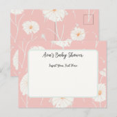 Cartes d'invitation rose Pissenlit Puff (Devant / Derrière)