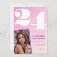 Cartes d'invitation rose pour 24ème anniversaire P