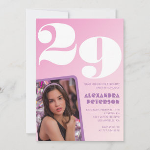 Cartes d'invitation rose pour 29ème anniversaire P