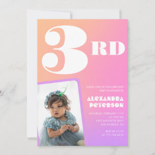 Cartes d'invitation rose pour 3ème anniversaire Ph