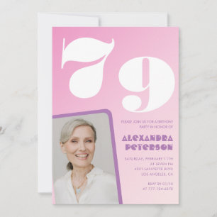 Cartes d'invitation rose pour 79e anniversaire Pho