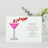 Cartes d'invitation rose pour la fête de cocktail (Debout devant)