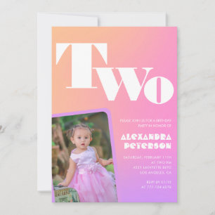 Cartes d'invitation rose pour les 2 ans de sa Phot