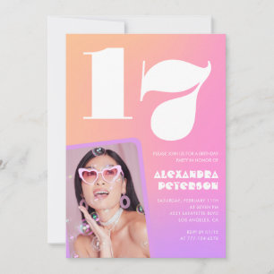 Cartes d'invitation rose pour ses 17 ans avec Phot