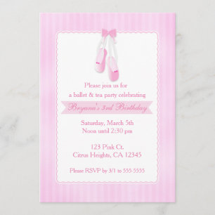 Cartes d'invitation rose pour soirée de ballet en