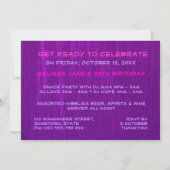 Cartes d'invitation rose violet pour une fête avec (Dos)