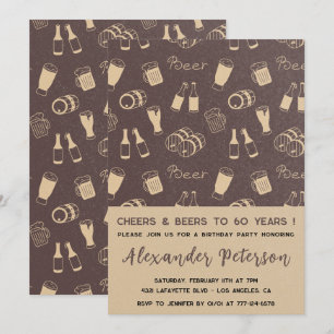 Cartes d'invitation rustiques pour 60 ans Fête de 