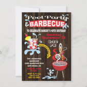Cartes d'invitation rustiques pour soirée piscine  (Devant)