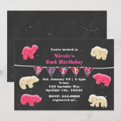 Cartes d'invitation saupoudrées pour fête d'annive (Devant / Derrière)