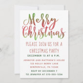 Cartes d'invitation simple rouge et vert pour une (Devant)