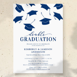 Cartes d'invitation simples bleues pour double rem