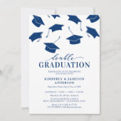 Cartes d'invitation simples bleues pour une double (Devant)