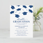 Cartes d'invitation simples bleues pour une double (Debout devant)