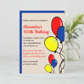 Cartes d'invitation simples pour 100e anniversaire (Debout devant)
