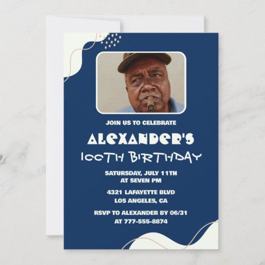 Cartes d'invitation simples pour 100e anniversaire (Devant)