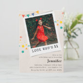 Cartes d'invitation simples pour 11 ans fille Phot (Debout devant)
