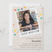 Cartes d'invitation simples pour 13 ans Fille Oran (Devant)