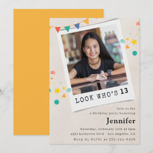 Cartes d'invitation simples pour 13 ans Fille Oran