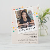 Cartes d'invitation simples pour 14 ans Fille Oran (Debout devant)