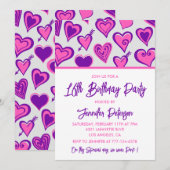 Cartes d'invitation simples pour 16 ans Glam Heart (Devant / Derrière)