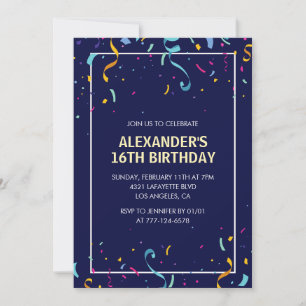 Cartes d'invitation simples pour 16 ans Hommes Con