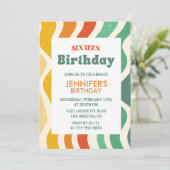 Cartes d'invitation simples pour 16 ans Rétro ondu (Debout devant)