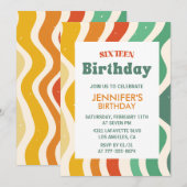 Cartes d'invitation simples pour 16 ans Rétro ondu (Devant / Derrière)