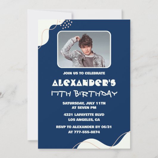 Cartes d'invitation simples pour 17 ans Hommes Pho (Devant)