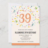 Cartes d'invitation simples pour 39e anniversaire  (Devant)