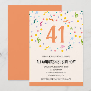 Cartes d'invitation simples pour 41 ans avec confe
